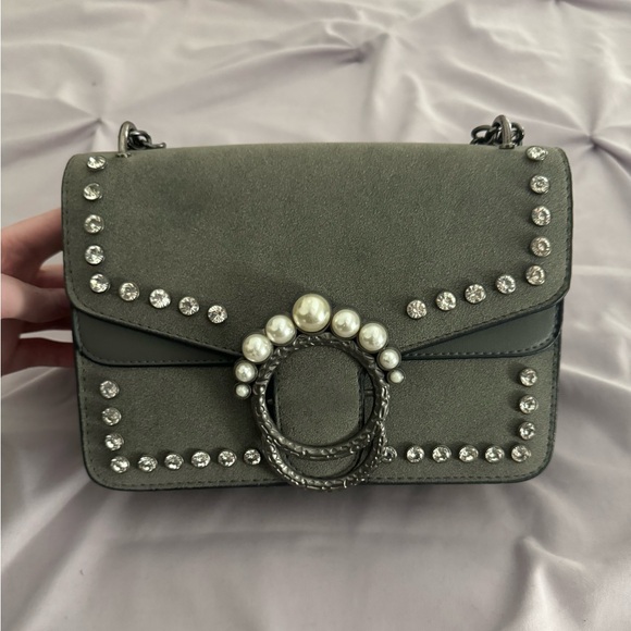 Faux Suede Embellished Handbag - Picture 2 of 8